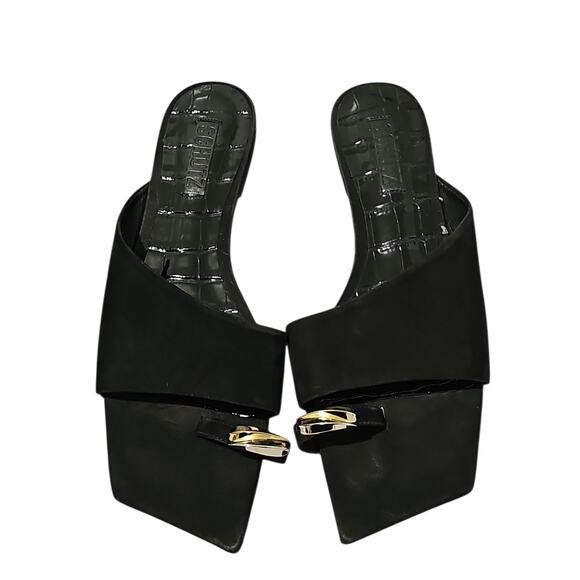 Schutz Jodie Nubuck Leather Suede Flats Black Womens 8.5 - Picture 9 of 9